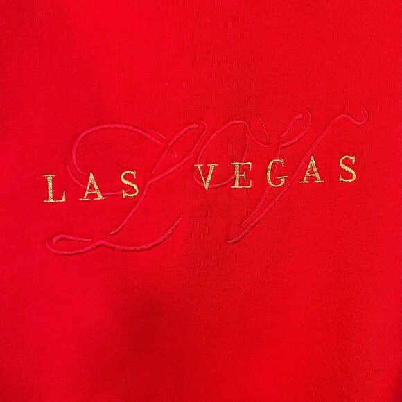 Santee Vintage Made in the USA Las Vegas Red Crew Neck Sweatshirt Size Small - Picture 3 of 4